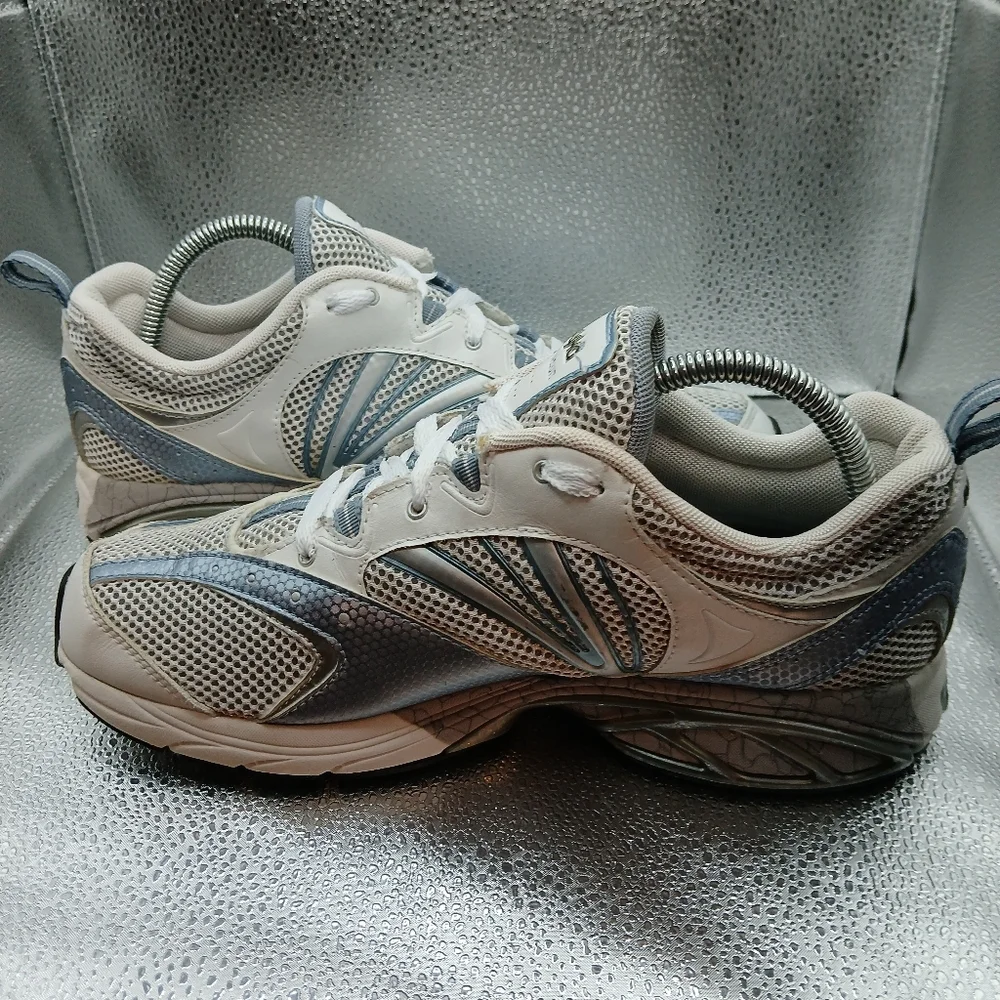 Ryka White & Metalic Lt Blue Pursuit Sneakers Women's Size 9